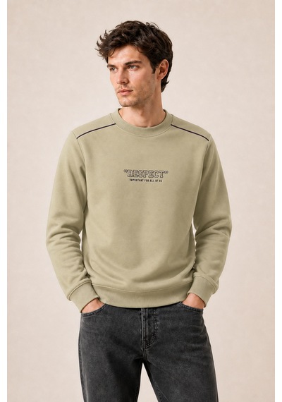 Redline Respect Bisiklet Yaka Regular Fit Kışlık Sweatshirt Çağla Yeşil