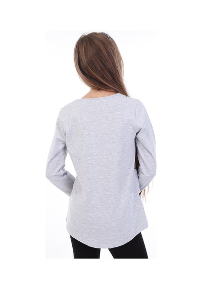 Toontoy Kids Toontoy Kız Çocuk Varaklı Enjoy Baskılı T-shirt Gri Melanj