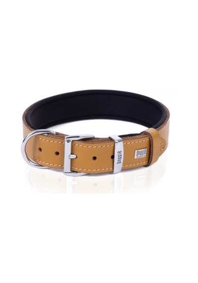 Doggie Konforlu Deri El Yapımı Nazar Boncuklu Köpek Boyun Tasması 3.5 x 47-55 CM Camel Kahverengi