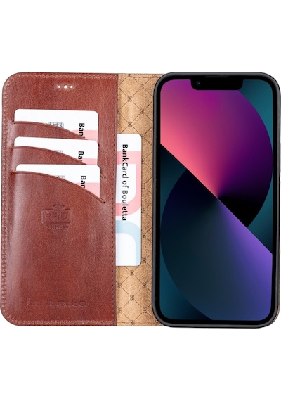 Bouletta Apple Iphone 13 Pro Uyumlu Deri Cüzdanlı Kılıf F2 Kahve