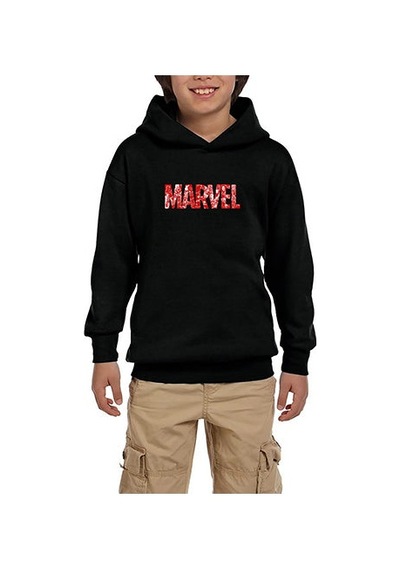 Zepplin Giyim Marvel Heroes İn Post 3 Siyah Çocuk Kapşonlu Sweatshirt