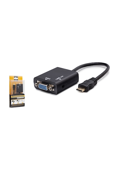 Büro Ev Ofis Network Dönüştürücü İçin Siyah Mini Hdmı To Vga Ses Çıkışlı Görüntü