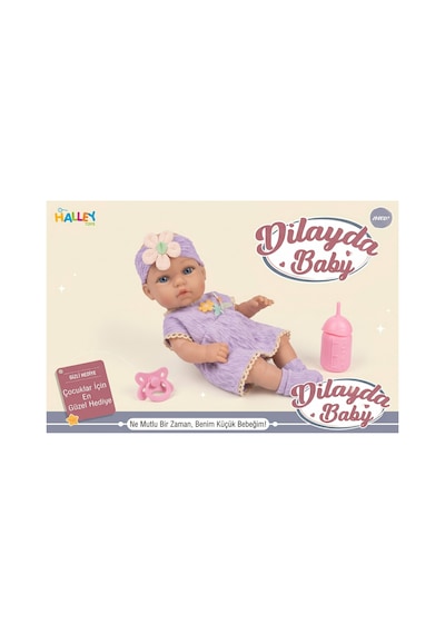 Dilayda Baby Gerçekçi Reborn Oyuncak Bebek 32cm Tam Vinil Lila