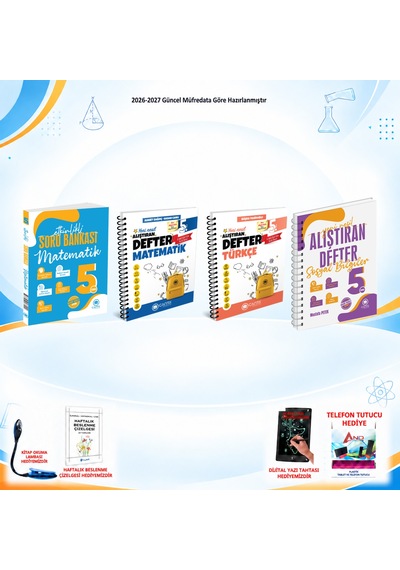 Çanta Yayınları 2026-2027 5. Sınıf Tüm Dersler 4 Kitap Mat Soru/mat-türkçe-sos Defter Set