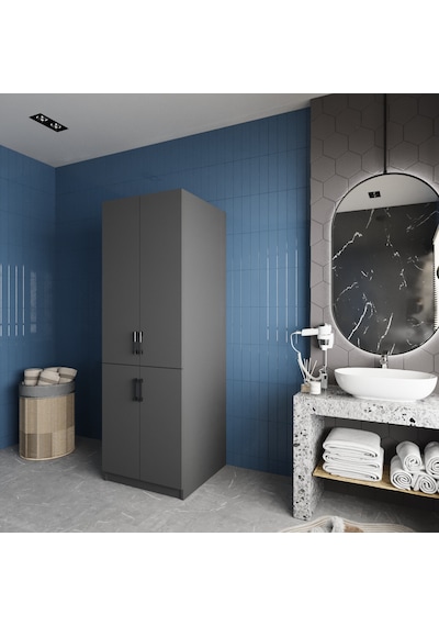 Venedik Çamaşır Ve Kurutma Makinesi Dolabı Banyo Dolabı Füme Antrasit - Füme Venedik Çamaşır Ve Kurutma Makinesi Dolabı Banyo Dolabı Füme Antrasit - Füme