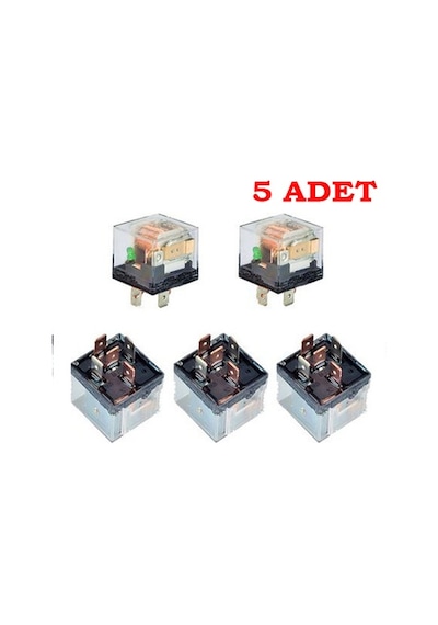 5 Adet Üniversal Röle 40 Amper Şeffaf 5 Uçlu 12V Role N11.2878