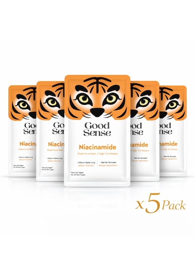 5 Li Kaplan Desenli Niacinamide Kağıt Yüz Maskesi Sebum Dengeleyici Cilt Bakım Seti