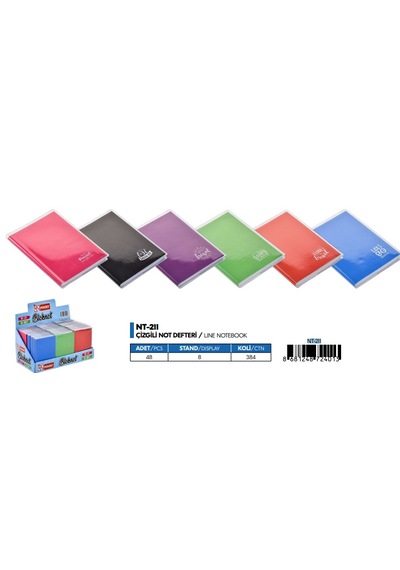 Mikro Nt-211 Çizgili 9x12.5 Not Defteri 64 Yp.- 12 Adet Çeşitli Renk Ve Desen