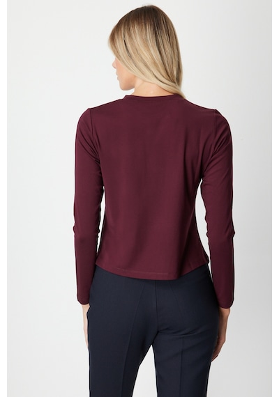 On Fashion On Asimetrik Kesim Yanı İpli Büzgülü Detaylı Sıfır Yaka Bluz Bordo