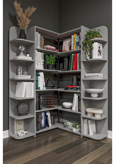 Modern Dönebilen Ayarlanabilir Raflı Ev Ofis Kitaplık %100 Mdf Dekoratif Kütüphane Kitaplık Dk01 Kül Gri Modern Dönebilen Ayarlanabilir Raflı Ev Ofis Kitaplık %100 Mdf Dekoratif Kütüphane Kitaplık Dk01 Kül Gri