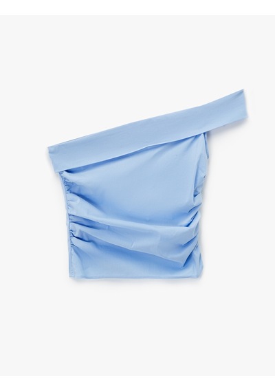Koton Poplin Kumaş Kolsuz Slim Fit Drape Detaylı Tek Omuz Bluz Mavi 6sak30032ew Koton Poplin Kumaş Kolsuz Slim Fit Drape Detaylı Tek Omuz Bluz Mavi 6sak30032ew