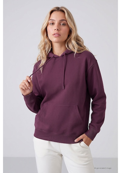 TOMMYLIFE Standart Kapüşonlu 3lü Paket Siyah-ekru-soft Vişne Kadın Sweatshirt - 97321 Siyah - Ekru