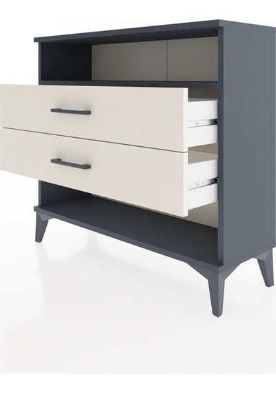 Arges Şifonyer Tek Raflı 2 Çekmeceli 88x30x80 Antrasit-aytaşı Antrasit