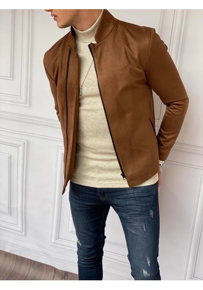 Modefendi Slim Fit Yüksek Kalite Yan Fermuar Nubuk Mont Kahverengi