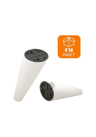 Badem10 Açılı Konik Ayak Mobilya Baza Koltuk Puf Ayağı Beyaz 12 Cm 4 Adet 6395751
