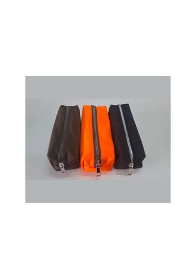 Kalemlik 3lü Set/paket Organizer Makyaj Çok Amaçlı Pinterest Okula Dönüş Çantası Tek Bölmeli Haki+neon Oranj+siyah