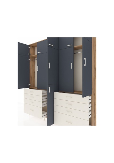 Arges Dolap 8 Raflı 8 Çekmeceli 3 Askılı 220x30x243 Çam-antrasit/aytaşı Antrasıt/aytası Arges Dolap 8 Raflı 8 Çekmeceli 3 Askılı 220x30x243 Çam-antrasit/aytaşı Antrasıt/aytası