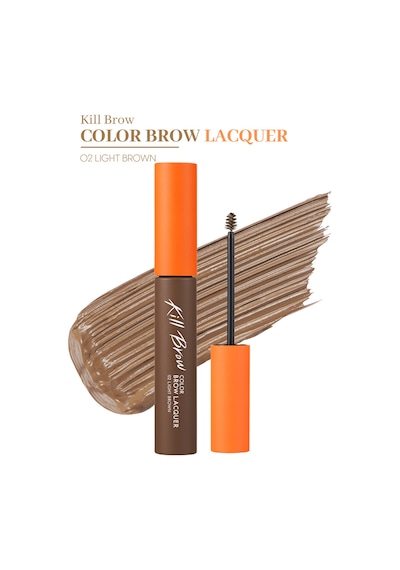 Yoğun Pigmentli, Üçgen Fırça Uçlu Kaş Maskarası Clıo Kill Brow Color Brow Lacquer 02 Light Brown 02