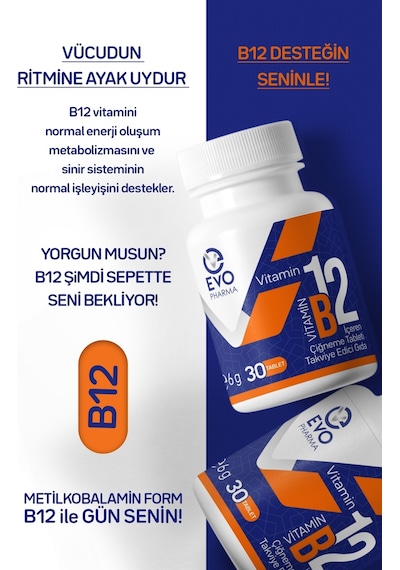 Evo Pharma Vitamin B12 İçeren Takviye Edici Gıda 30 Tablet