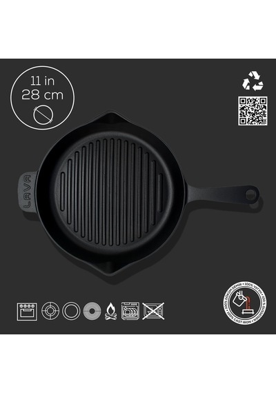 Ayrex Döküm Yuvarlak Izgara Tava, Metal Kulplu, Konkav Taban, 28 Cm Diğer