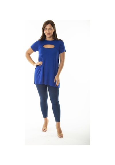 Şans Kadın Büyük Beden Saks Göğüs Detaylı Bluz 65n36925-saks Saks
