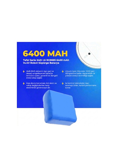 Tefal Serie 240+ Aı Rg9695 6400 Mah 14.4v Robot Süpürge Batarya