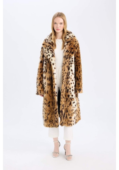DeFacto Relax Fit Leopar Desenli Ceket Yaka Cepli Uzun Suni Kürk Kaban D4005AX24WNBN561 Kahve DeFacto Relax Fit Leopar Desenli Ceket Yaka Cepli Uzun Suni Kürk Kaban D4005AX24WNBN561 Kahve