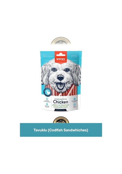 Wanpy Chicken Jerky Codfish Sandwhiches Köpek Ödül 100 Gr