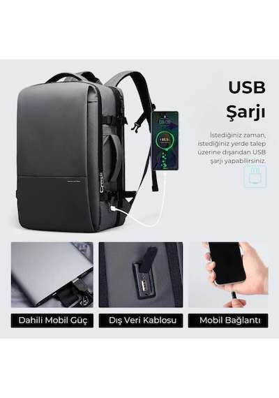Mark Ryden Super Genişletilebilir Çoklu Bölmeli Laptop Giysi Sırt Çantası G1 Mr9822 Kr00ⅱ Siyah Siyah
