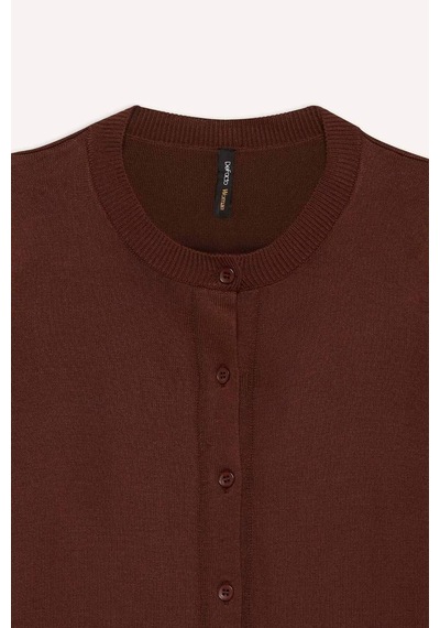 DeFacto Regular Fit Bisiklet Yaka Basic Düz Triko Hırka D6282AX25SPBN311 Kahve DeFacto Regular Fit Bisiklet Yaka Basic Düz Triko Hırka D6282AX25SPBN311 Kahve