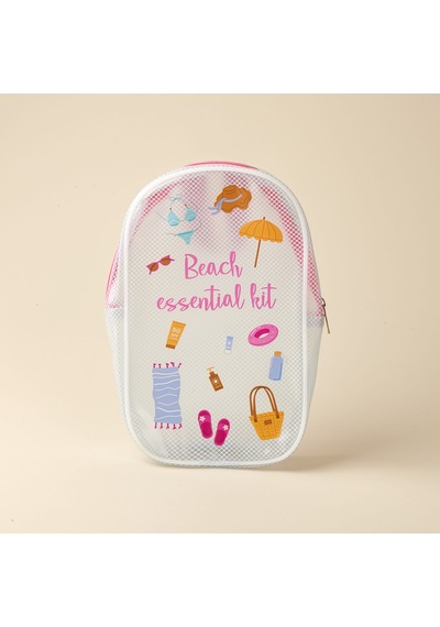 Living Beach Essential Kit Kozmetik Çantası - Şeffaf / Pembe