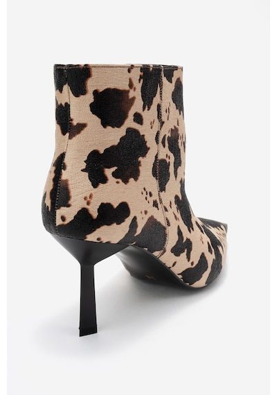 Luvishoes Luvi Shoes Rassel Bej Desenli Mat Burunlu Kadın İnce Topuklu Bot Bej