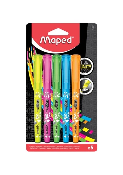 Maped Fluo Neon Fosforlu Kalem Seti 5 Renk 734027 Çok Renkli