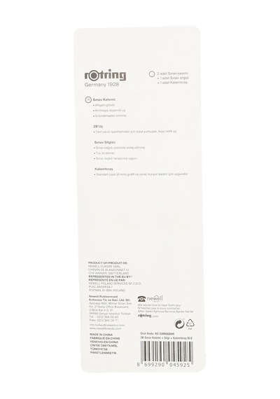 Rotring Ro-2090068wk Sınav Seti - Sınav Kalemi, Silgi, Kalemtraş, Siyah Genel