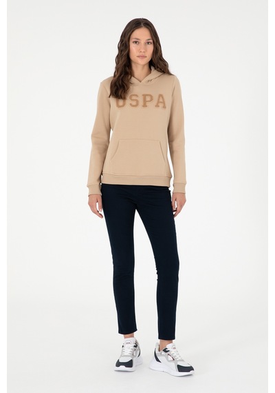 U.S. Polo Assn. Kadın Kum Basic Kapüşonlu Sweatshirt 50296931-VR085 U.S. Polo Assn. Kadın Kum Basic Kapüşonlu Sweatshirt 50296931-VR085