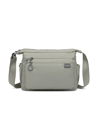 Smart Bags Hafif Kumaş Orta Boy Çok Cepli Kadın Postacı Çapraz Çanta Açık Gri