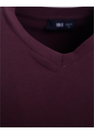 Uki Mürdüm Comfort Fit V Yaka Basic T-shirt MÜRDÜM