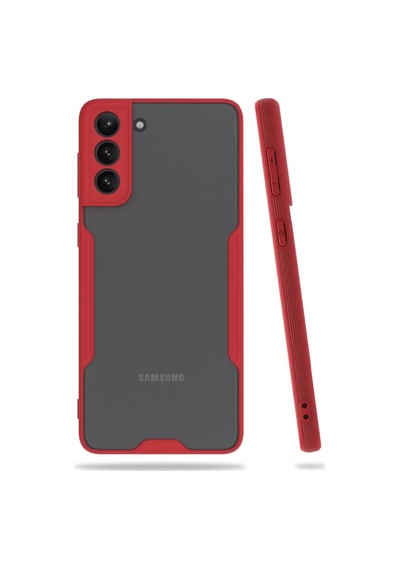 Samsung Uyumlu Galaxy S21 Plus Kılıf Platin Silikon - Kırmızı Diğer