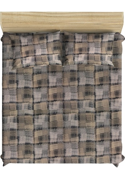Çift Kişilik Lastikli Çarşaf 160x200 Ve Iki Adet 50x70 Yastık Kılıfı Ekose