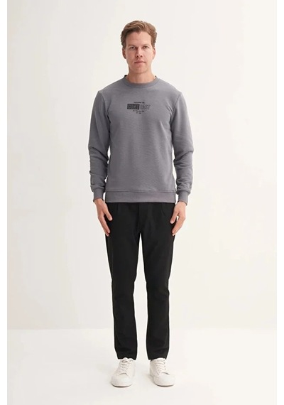 Cazador Slim Fit Mevsimlik 3 İplik Pamuk Karışımlı Sweatshirt-54160 Gri