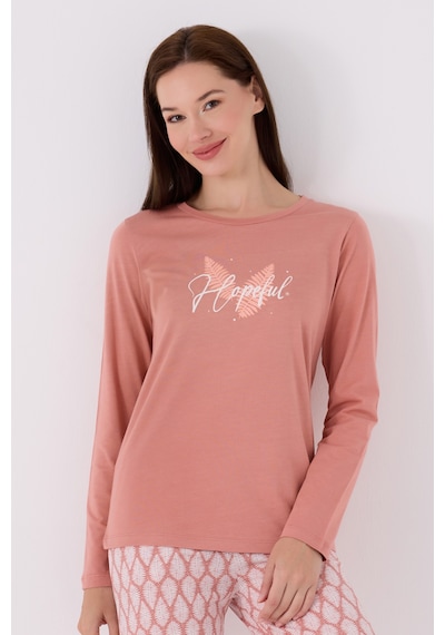 Arnetta 3071 Uzun Kol Kadın Pijama Takımı Pembe