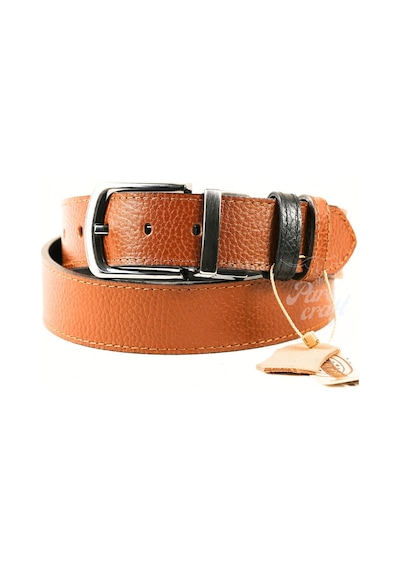 Parscraft Hakiki Deri Çift Taraflı Erkek Kemer 4 Cm Taba - Siyah
