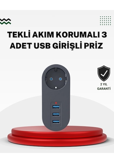 Akım Korumalı Usb Li Priz Güçlü 2500w, Isı Ve Çocuk Koruması 1