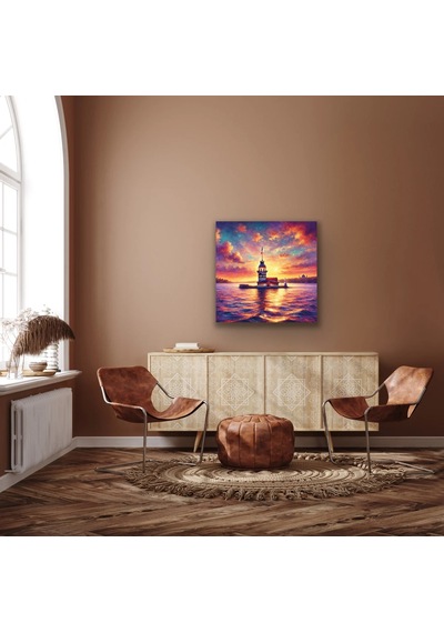 Kız Kulesi Kanvas Tablo 90x90cm Çok Renkli