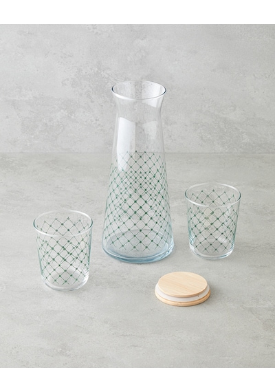 English Home Greentide Cam 3 Parça Su Takımı 1150 Ml + 315 Ml Yeşil Yeşil