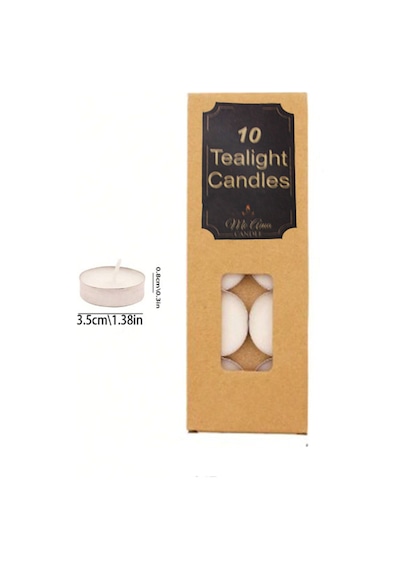 Kutulu Buhurdanlık Tealight Mum 10 Ad. Buhurdanlık Için Özel Olarak Üretilmiştir Beyaz