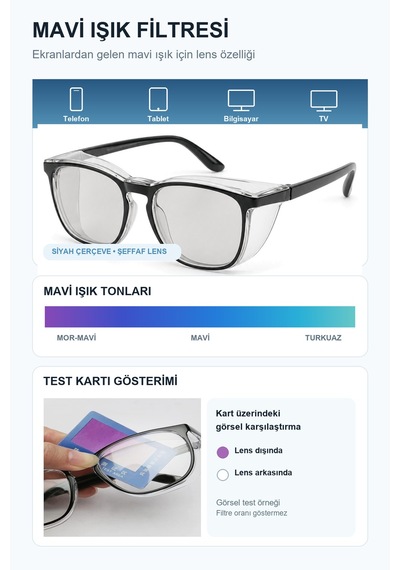 Fotokromik Polarize Uv Korumalı Buğu Önleyici Yan Siperlikli Güneş Gözlüğü Siyah Siyah