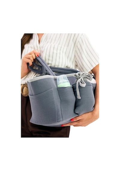 Miniboni Müslin Anne Organizer Çanta - Gri Standart Gri