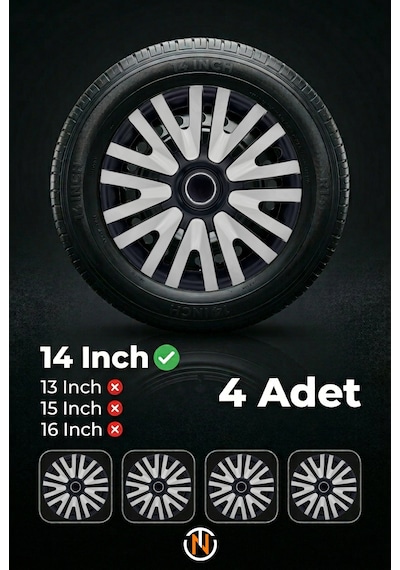 Skoda Citigo 14 İnç Jant Kapağı Takım Siyah Gri C107