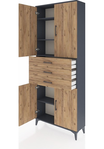 Arges Dolap 4 Raflı 3 Çekmeceli 4 Kapaklı 88x30x221 Antrasit-çam Antrasit Arges Dolap 4 Raflı 3 Çekmeceli 4 Kapaklı 88x30x221 Antrasit-çam Antrasit